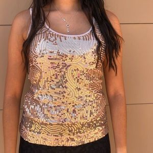 H&M Gold Sparkly Top Sz S